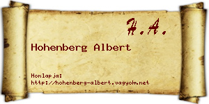 Hohenberg Albert névjegykártya
